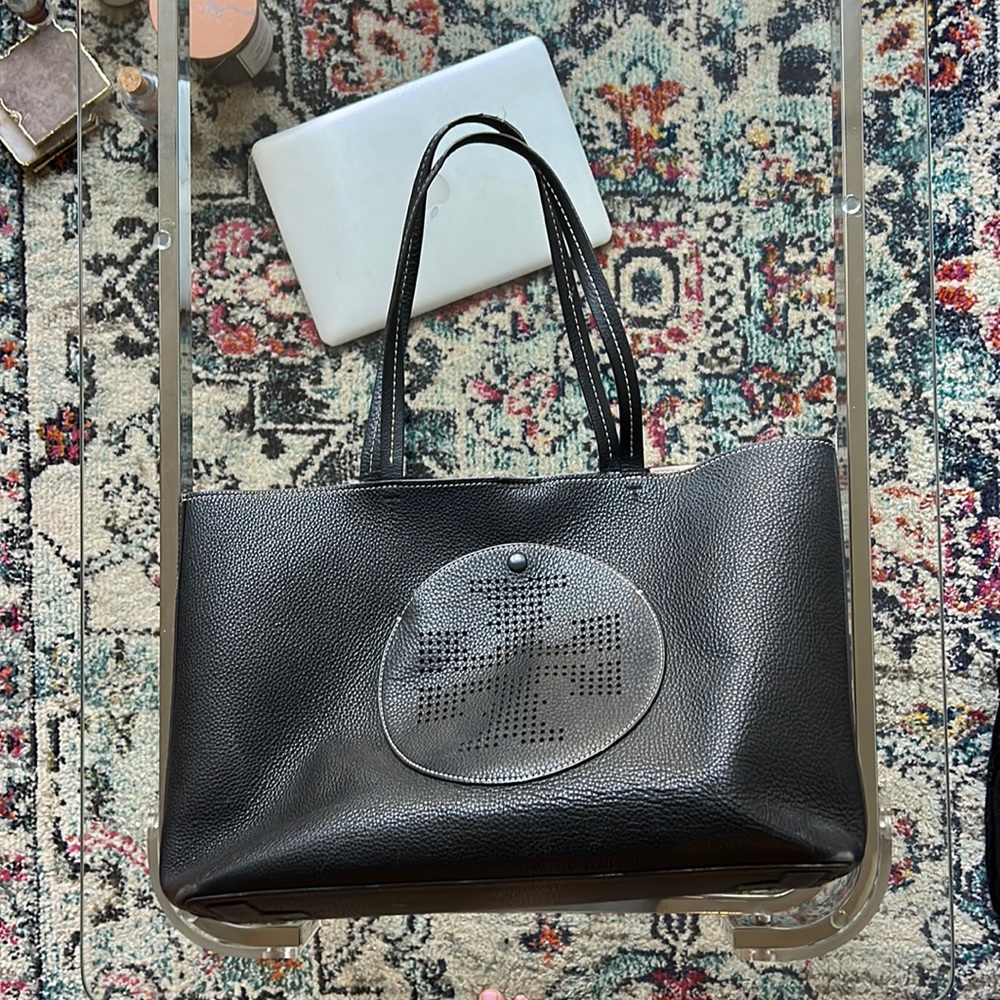 Black leather Tory Burch tote